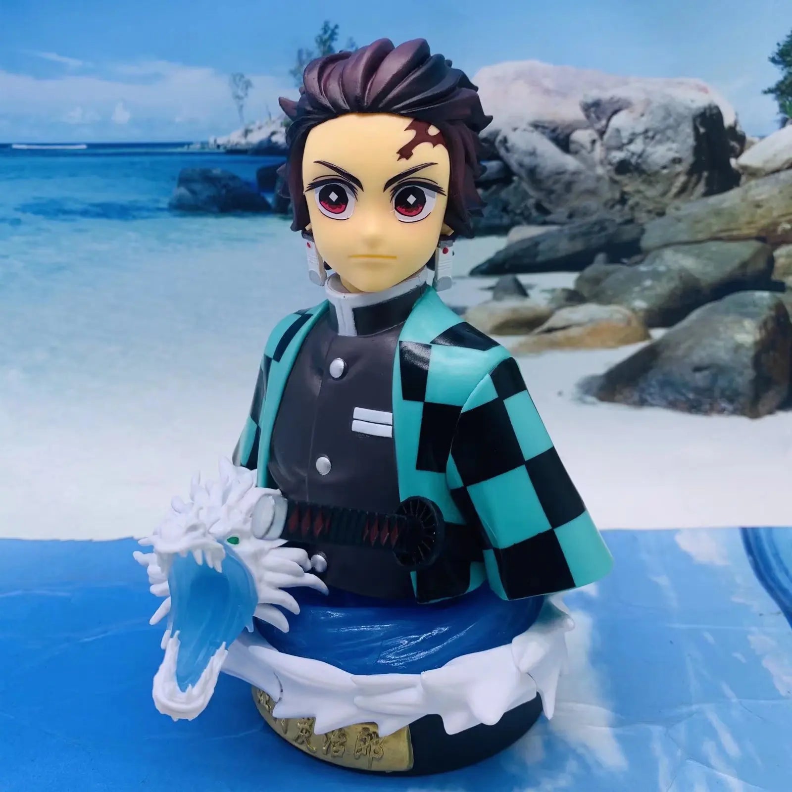 Demon Slayer Figures Gk Bust Tanjiro Bust Model Remote Control Luminous Ornament Box Figure Collectible Desktop Toys