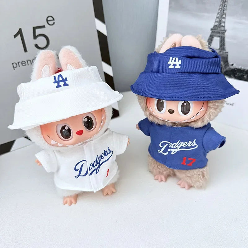 The first, second and third generations of Labubu clothes pendant Labubu sitting baby clothes LA baseball suit trend