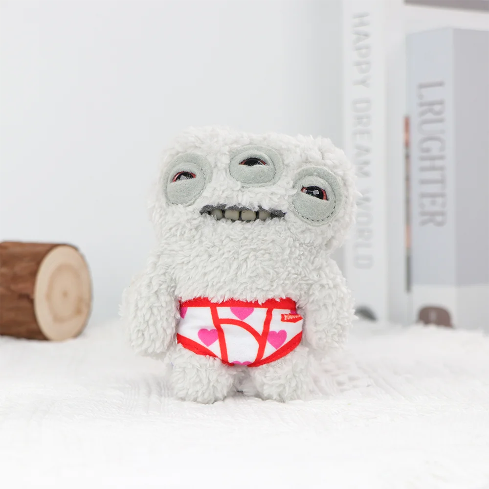 Original Teeth Monsters Pendant Plush Doll Fuggler Funny Ugly Monster Keyrings Keychain Toy Halloween Prank Decoration Gift