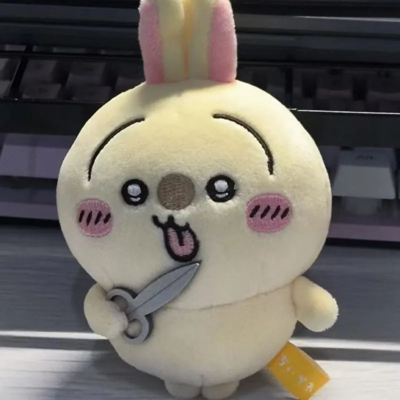 Self-deprecating Bear New Scissors Rabbit Usagis Plush Doll Girl Bag Pendant Cartoon Plush Toy Keychain Decoration Birthday Gift