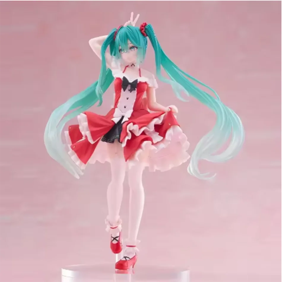 Anime hatsune miku figure mini character ornaments kawai pink green hatsune table decoration for home adult toy kid birthday
