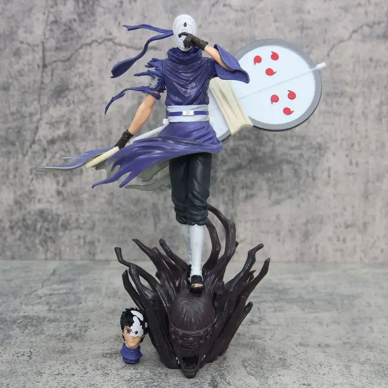 27cm Naruto Anime Figures Gk Ten Year Ninja Uchiha Obito Akatsuki Double Head Interchange Model Action Doll Collectable Boy Toys