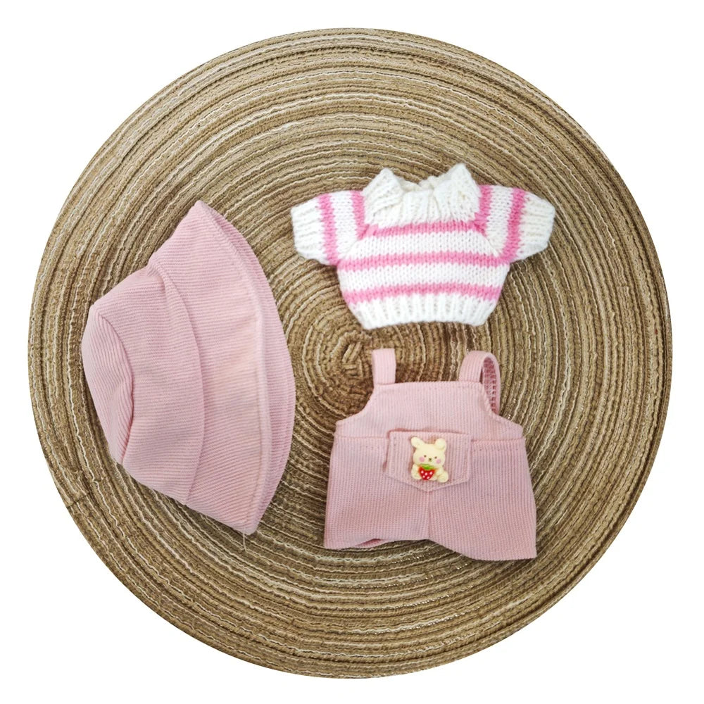 17cm doll clothes Labubu doll clothes casual versatile sweater fisherman hat overalls changing clothes