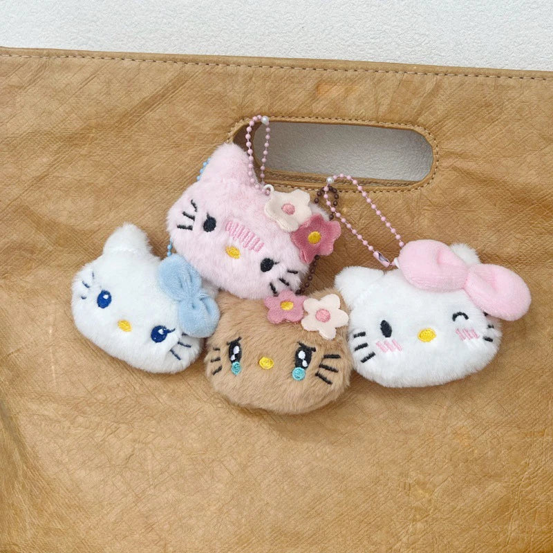 Kawaii Cute Cartoon Sanrio Hellokitty Plush Doll Anime Keychain For Women Girls Bag Decoration Accessories Pendant Keyring