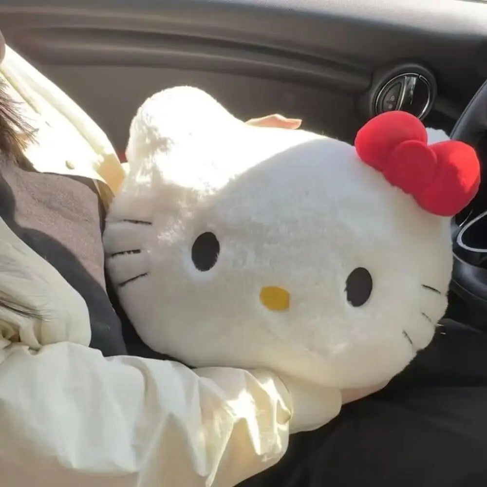 Sanrio Cartoon Hello Kitty Stuffed Bolster Kawaii Kitty Cat Big Head Sofa Bedside Cushion Supple Stuffed Doll Nap Pillow Gifts