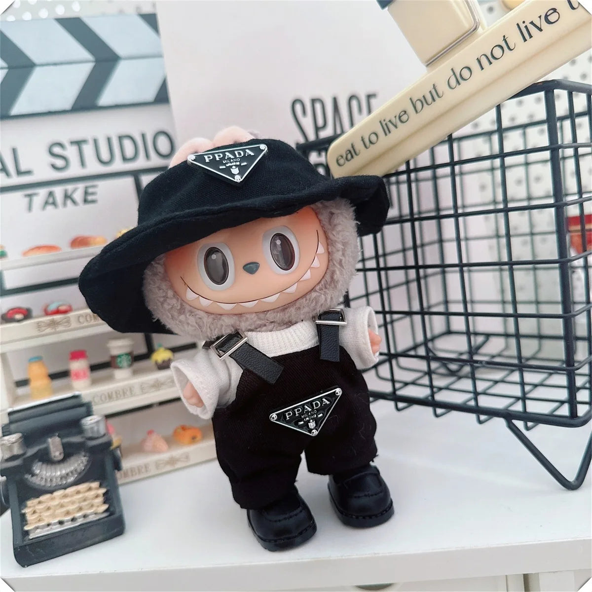 The first and second generations of Labubu only sell 17cm seated party clothes accessories inverted triangle workwear fashion (No Doll)