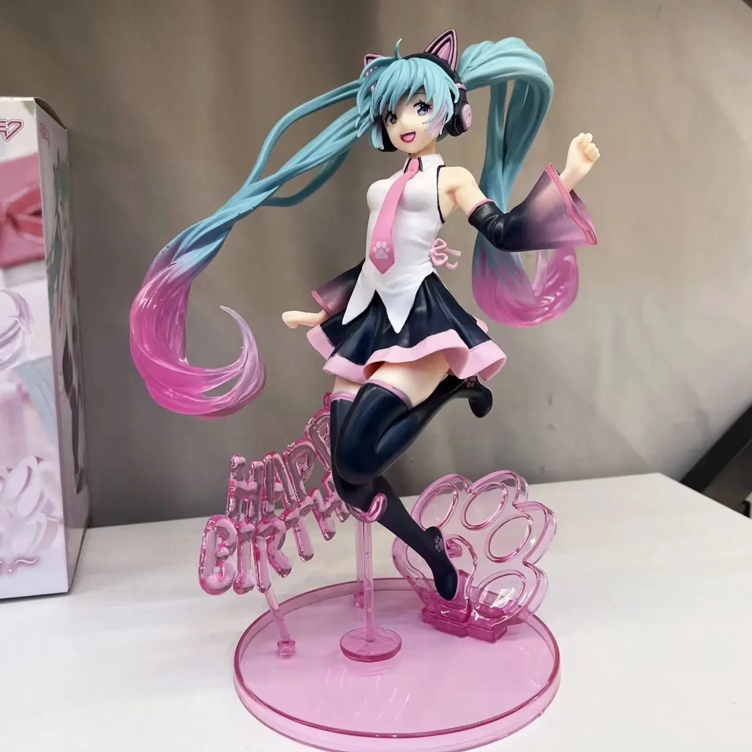 Boxed 23CM Anime Hatsune Miku Happy birthday Cute Kawaii Manga Statue PVC Figure Collectible Model Toy birthday gifts