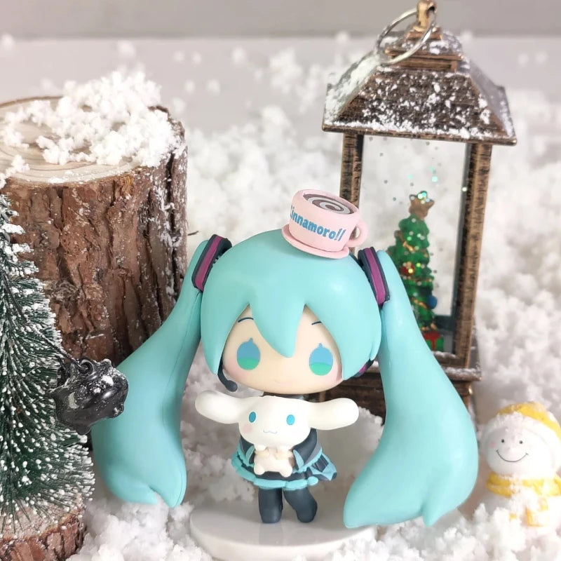 Anime Hatsune Miku Cinnamoroll Antion Figure Cute Beautiful Miku Cartoon Figurine Q Version PVC Model Decorations Children Gift