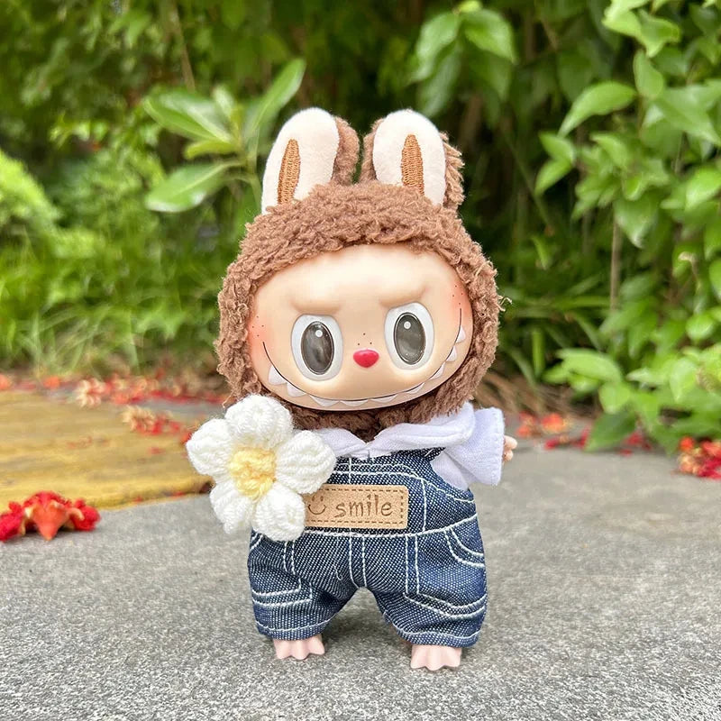 17cm Kawaii Labubu Lisa Same Clothes Fall In Wild Series The Monsters Labubu Plush Doll Changing Clothes Diy Skirt Game Custom