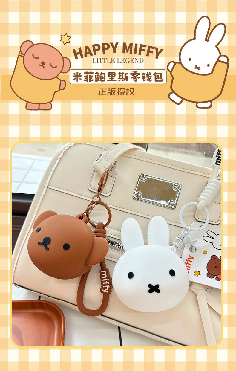 Kawaii Miffy Silicone Coin Purse Cute Mini Earphone Case Pendant Boris Coin Storage Bag Toy Gift for Gril