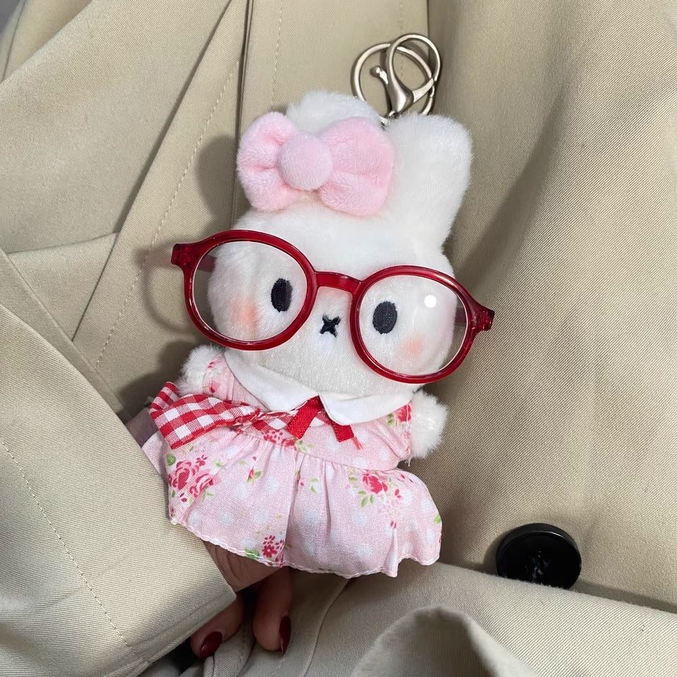 Bag pendant cute plush girl heart broken flower skirt rabbit keychain gift