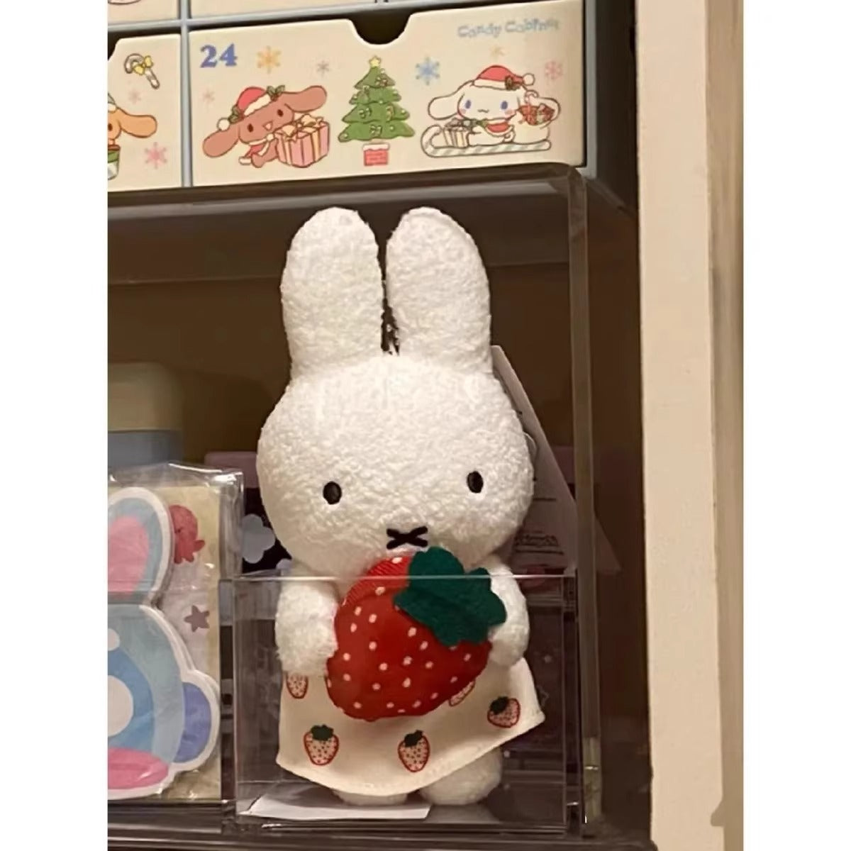 Japanese cute miffy hand holding strawberry Miffy doll pendant surrounding pendant cute