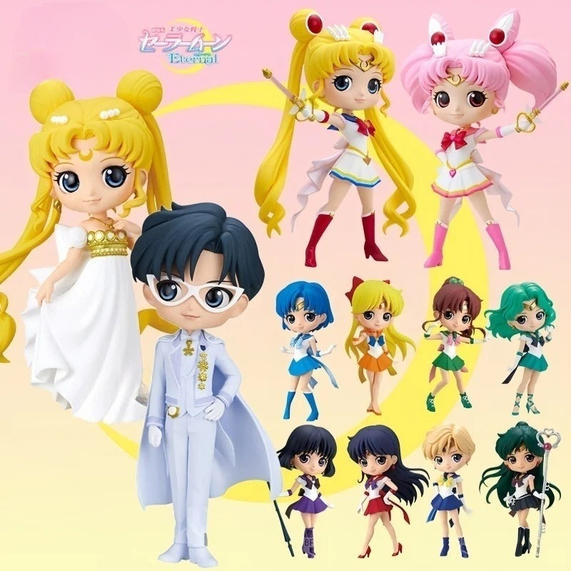 Hot Bandai Figuarts Qposket Toys Sailor Moon Cosmos Tsukino Usagi Eternal Sailor Moon Anime Action Figures Model Collection Gift