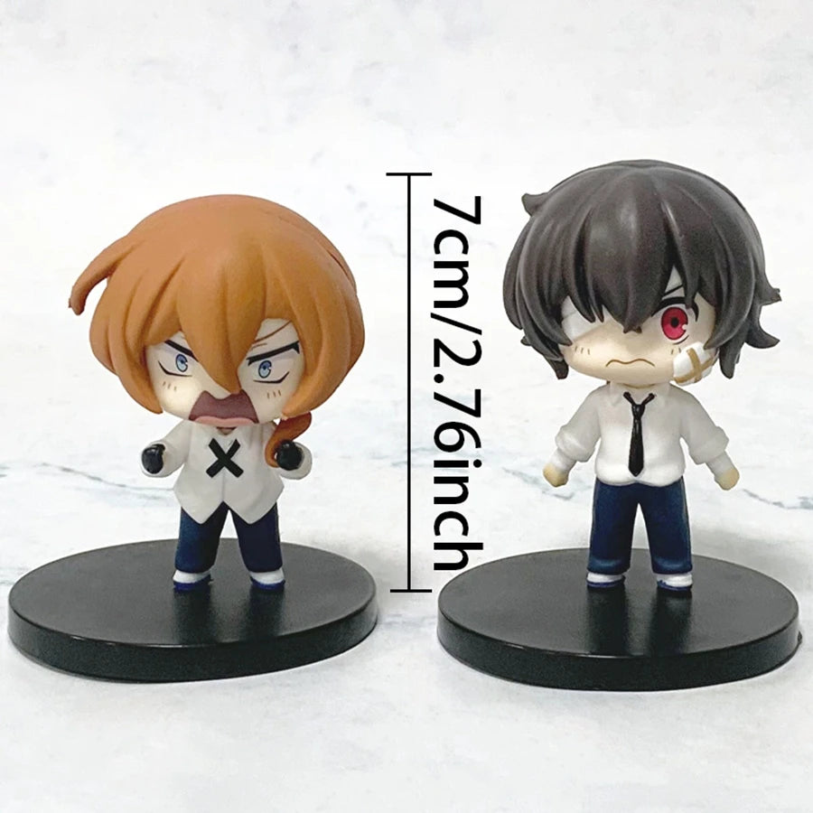Bungou Stray Dogs Mini Figures – Dazai Osamu & Nakahara Chuuya 7cm | Cute Chibi PVC Model Collectible Anime Dolls
