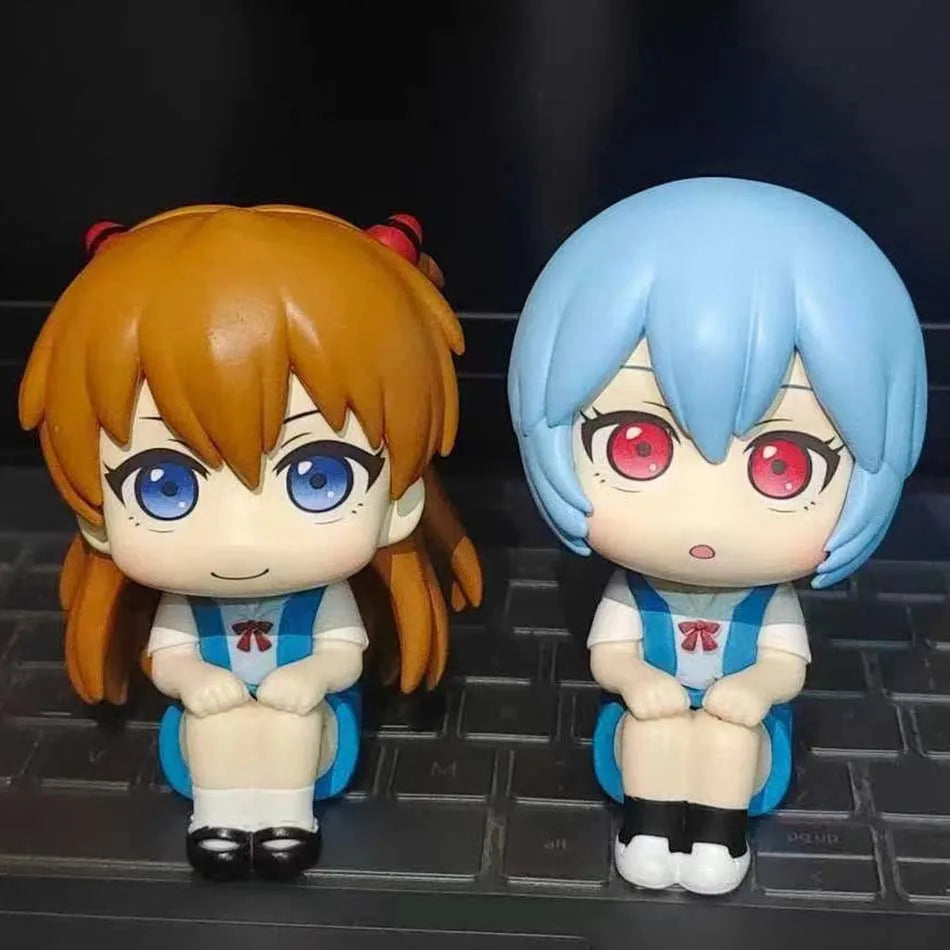 Evangelion Look Up Figure – Ayanami Rei / Asuka Langley | 10cm Cute Sitting PVC Anime Collectible Model Toy Gift
