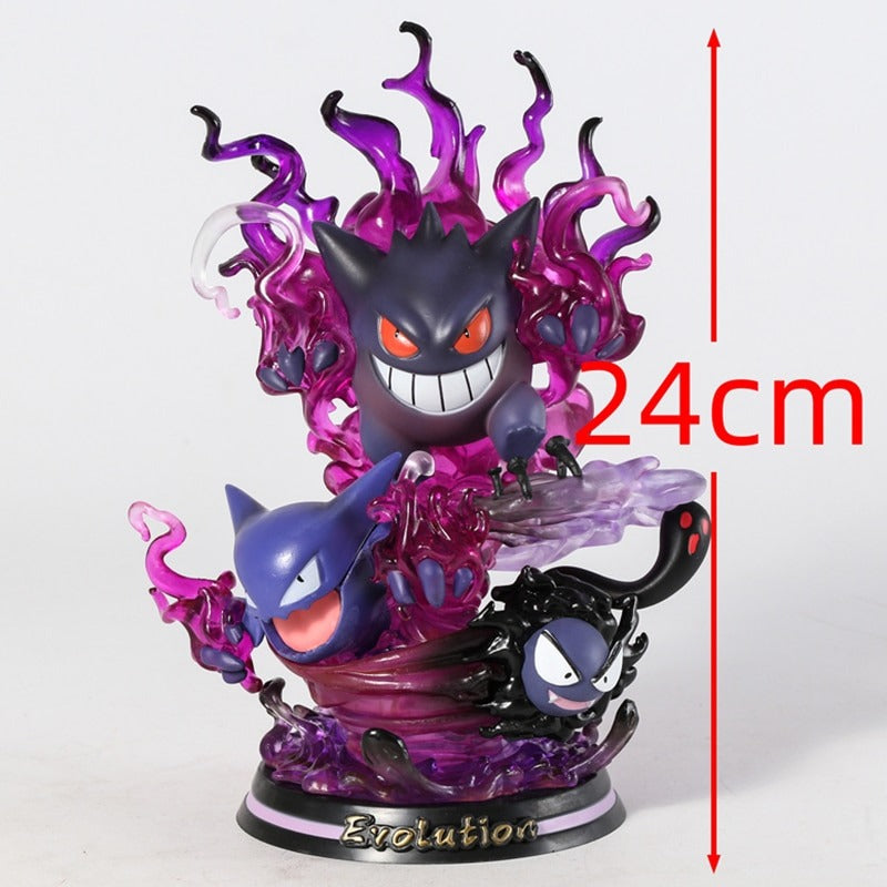 Pokemon Gengar Anime Figure with Special Effects Cute Gengar Three Form Evolution Gastly Haunter Led Night Light PVC Model Toys