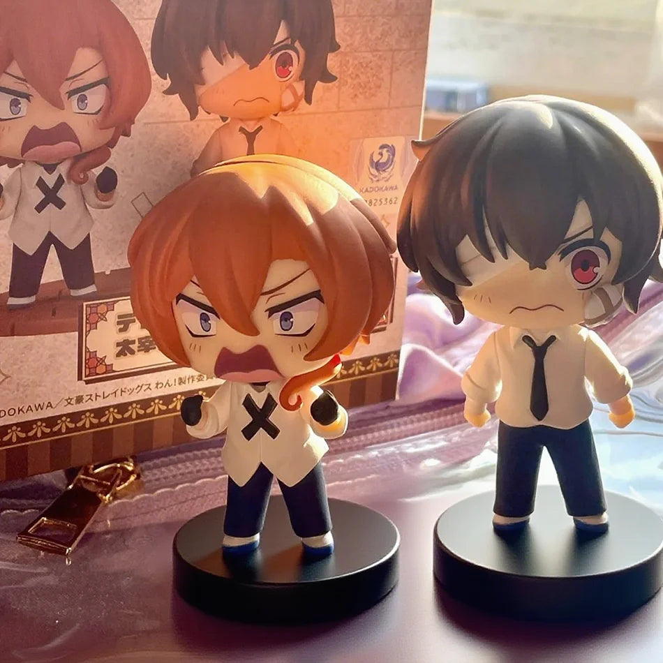 Bungou Stray Dogs Mini Figures – Dazai Osamu & Nakahara Chuuya 7cm | Cute Chibi PVC Model Collectible Anime Dolls