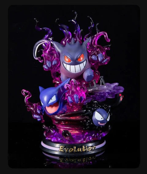 Pokemon Gengar Anime Figure with Special Effects Cute Gengar Three Form Evolution Gastly Haunter Led Night Light PVC Model Toys