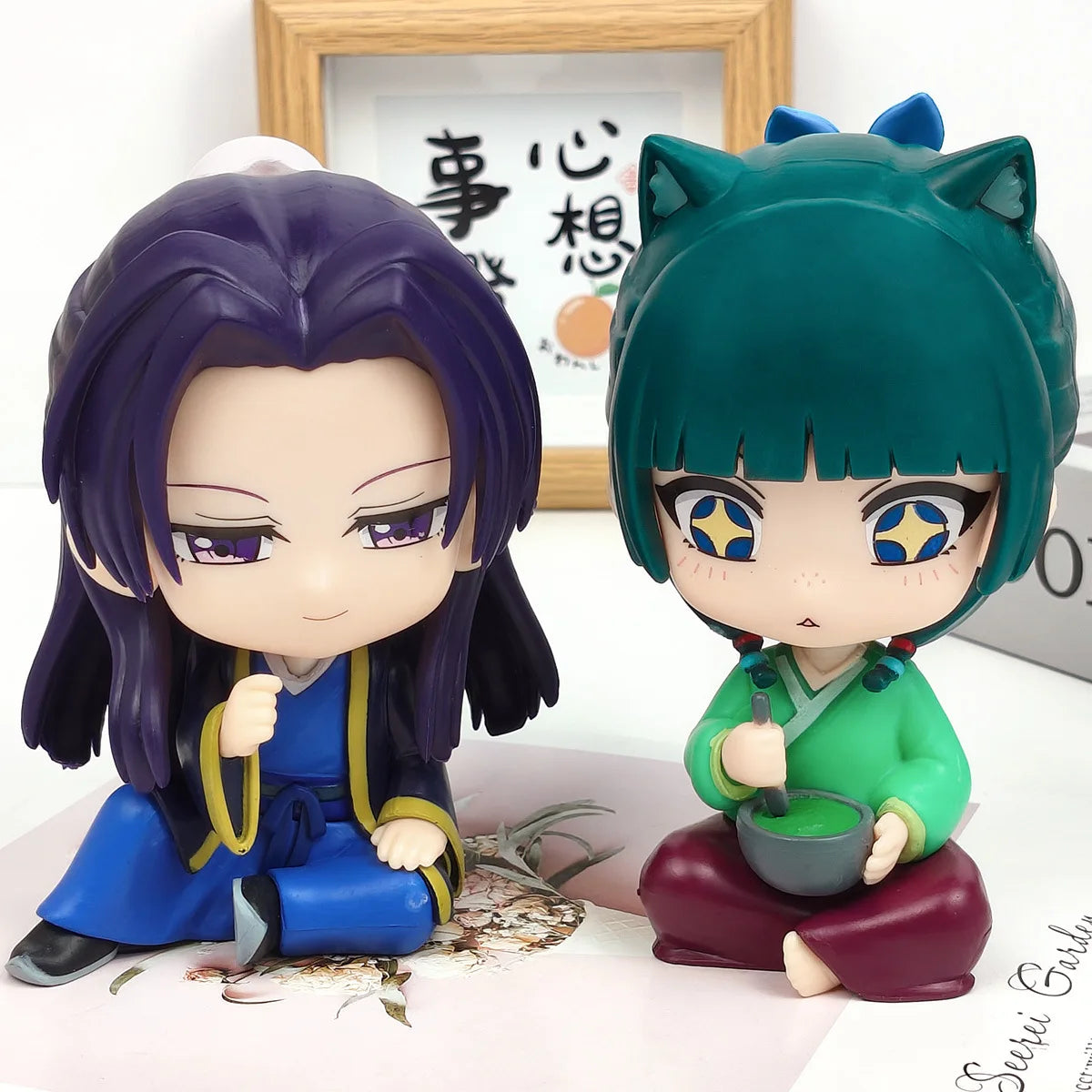Maomao & Jinshi Sitting Figures – 11.5cm The Apothecary Diaries Anime Mini PVC Model Toys | Cute Home Decor Gift for Fans