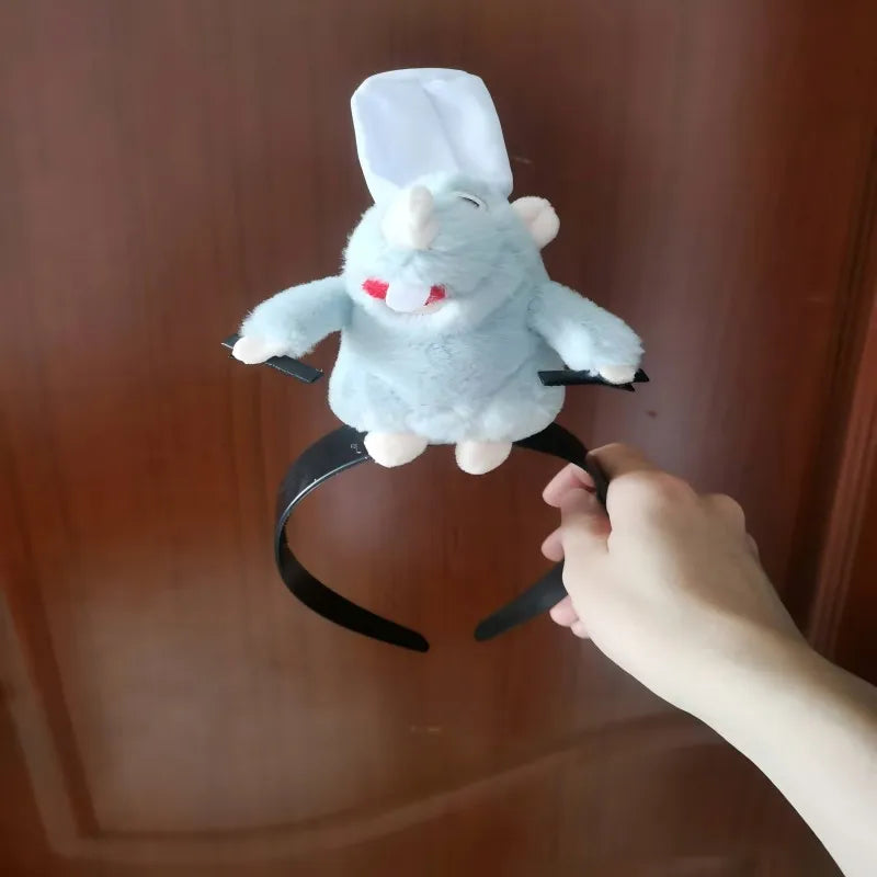 Disney Ratatouille Plush Doll Hairband Face Wash Makeup Wide-Brimmed Headband Hairpin Headdress Creativity Girls Toys Gifts