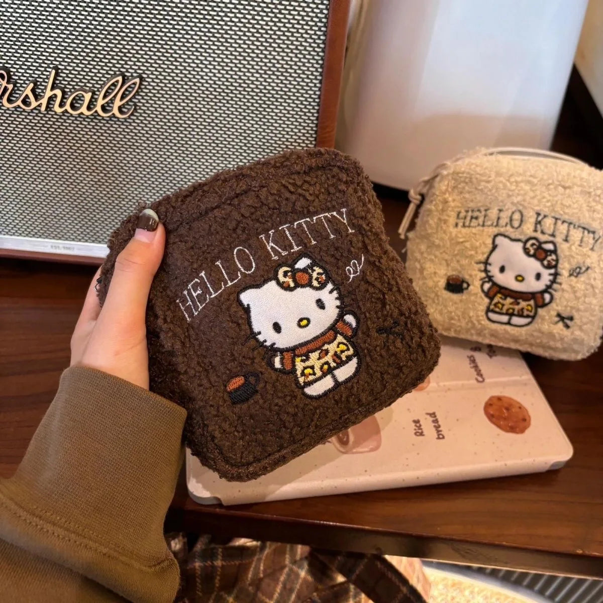 HelloKitty Plush Polaroid Cute Portable Embroidery Large Capacity Makeup Bag Storage High Beauty Toiletry Bag