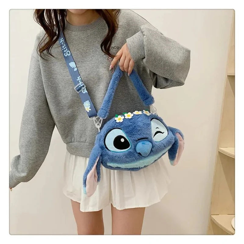 Lilo & Stitch Plush Toys Kawaii Plush Messenger Bag Girl Handbag Anime Stuffed Toys Children Cartoon Plushie Soft Bag