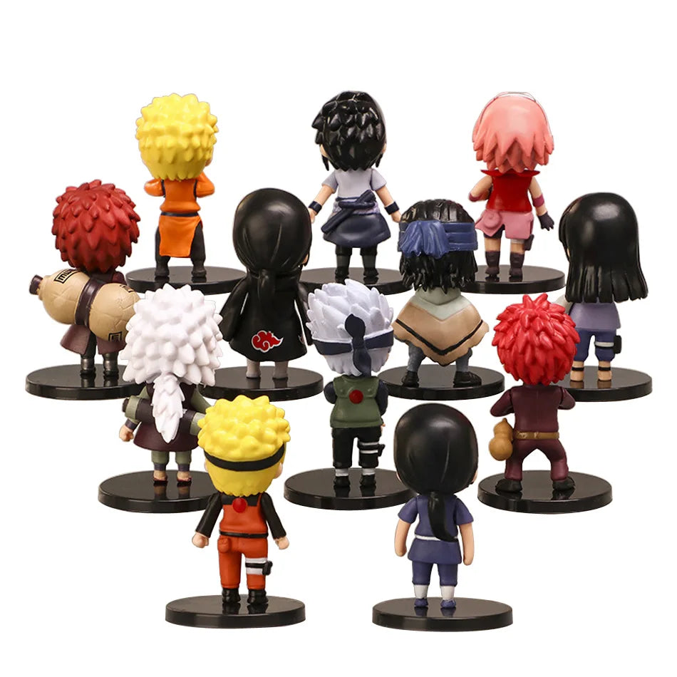 12pcs/set Anime Figure Naruto Shippuden Hinata Sasuke Itachi Kakashi Gaara Action Figure Q Version PVC Figures Toys  Gift