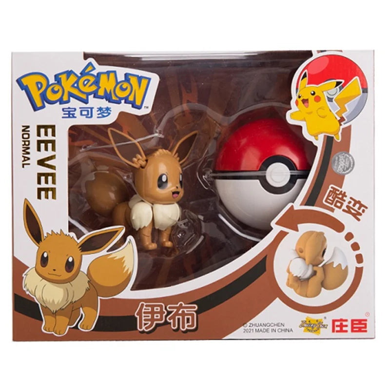 Pokemon Figures Box Pikachu Charizard Greninja Pocket Monster Pokeball Action Deformation Model Toys Gift