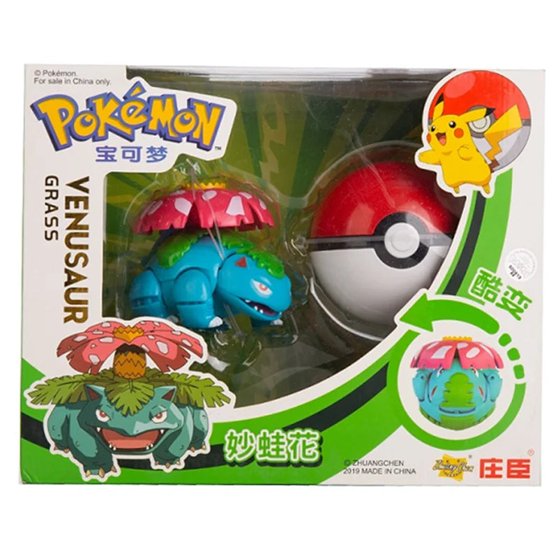 Pokemon Figures Box Pikachu Charizard Greninja Pocket Monster Pokeball Action Deformation Model Toys Gift