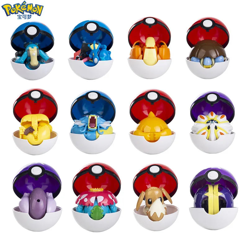 Pokemon Figures Box Pikachu Charizard Greninja Pocket Monster Pokeball Action Deformation Model Toys Gift
