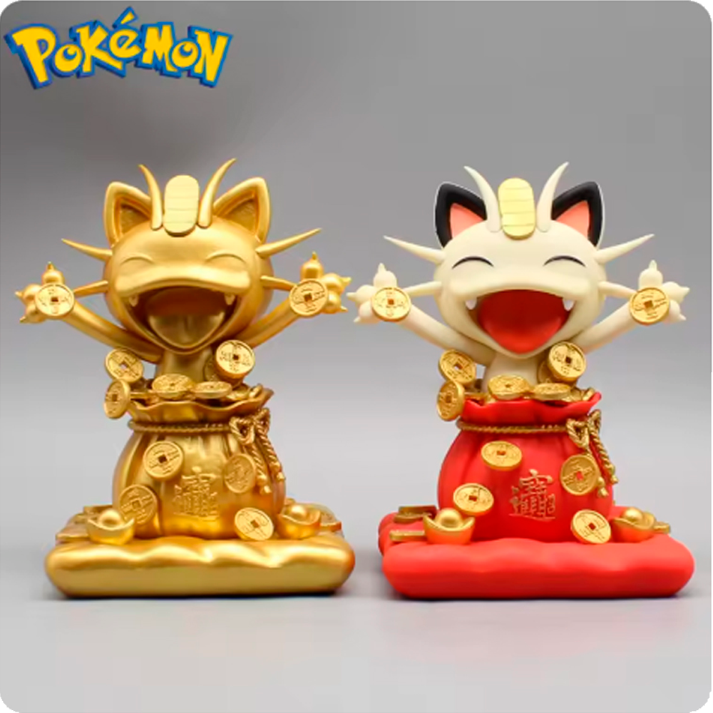 13cm Pokemon Meowth Sprinkle Gold Coins Anime Figure Model Gk Statue Boys Collection Desktop Decoration Ornament Cute Toys Gift