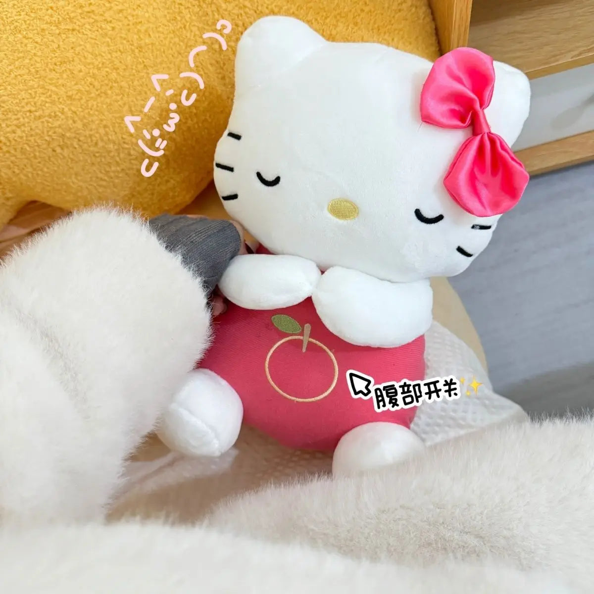 Sanrio Hello Kitty Baby Sleep Companion Sound Soothing Music Kawaii Plush Toy With Air Bag Breathing Light Breathing Toy Gifts