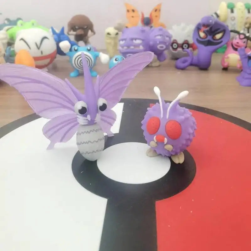 Pokemon Anime Figures Venomoth Venonat Proportion World 1:20 Diy 3D Printing Kawaii Cartoon Character Desktop Model Toys Gifts