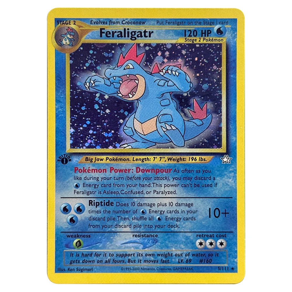 PTCG Foil Cards Lugia Espeon Politoed Alakazam Mewtwo Kingdra Zapdos Raichu 1996 1st Edition Game Collection PKM Proxy Cards
