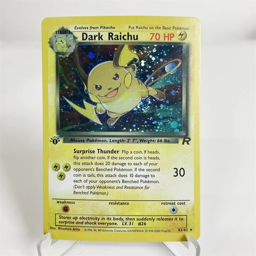Holographic PKM Collection Cards PTCG Proxy Card Blue Core Paper Card Kids PKM Dark Raichu/Dragonite/Umbreon/Suicunc