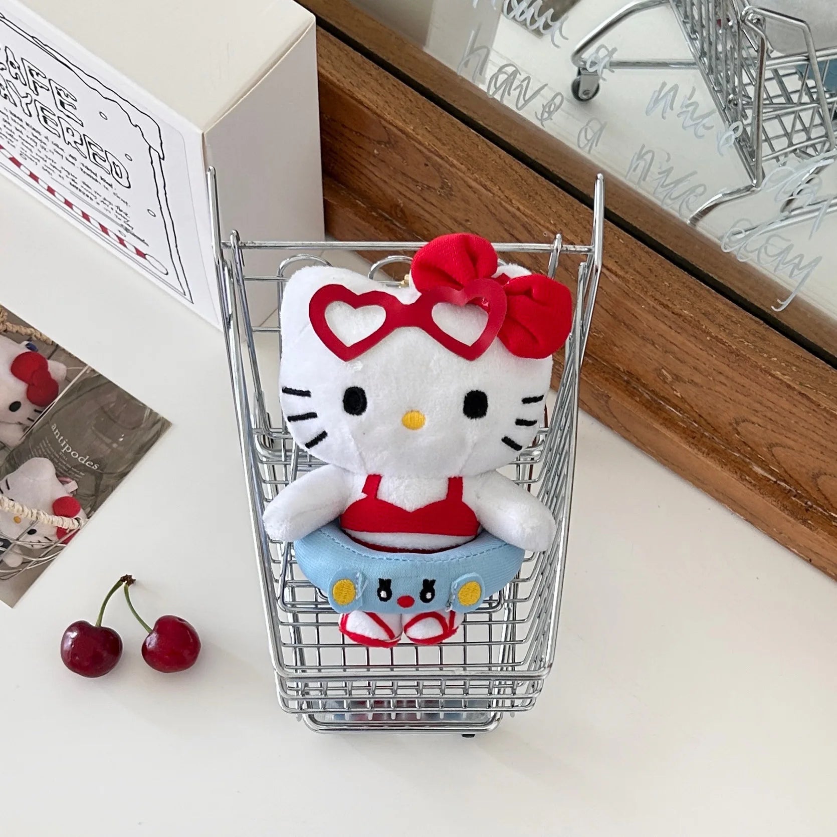10 styles Hello Kitty Sanrio Hawaiian Series Plush Doll Filling Keychain Dark Skin Cartoon Plush Toy Pendant Cute Birthday Gift