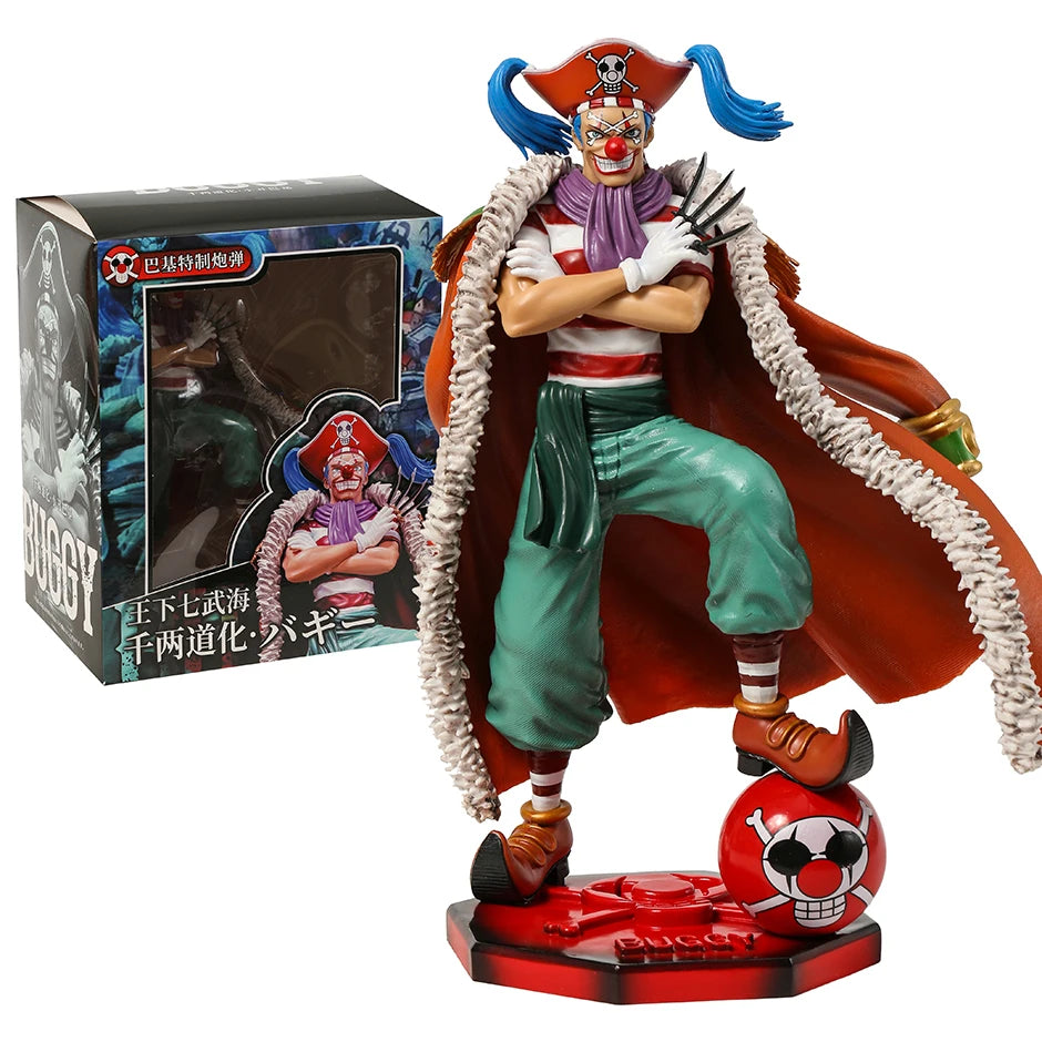 One Piece Clown Buggy Anime Figure Four Emperors Figures 26cm PVC Statue Model Collection Desktop Ornament Children Toys Gifts