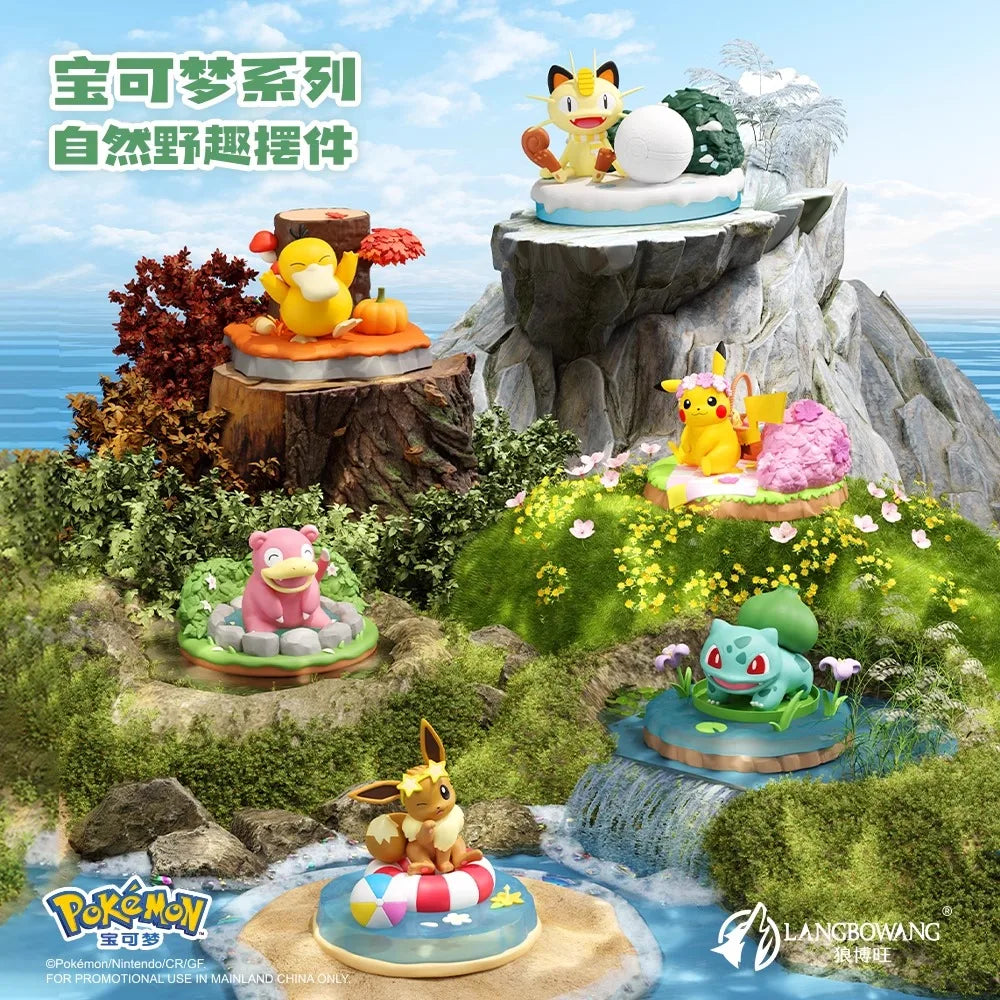 Pokemon Pikachu Psyduck Slowpoke Meowth Series Natural Wilderness Fun  Action Figure Model For Birthday Toys Gift