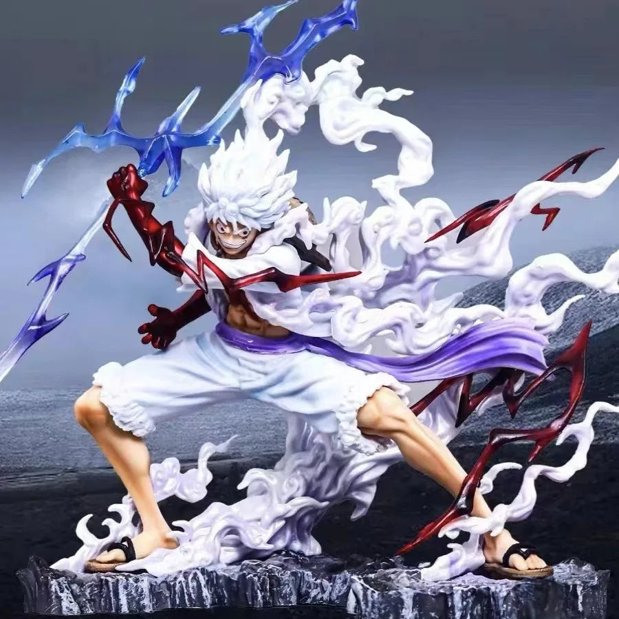 25cm One Piece Raiden Five Gear Nica Lightning Luffy Action Figure Model Statue Doll Toys Collection Decoration Model Toys Gift luffy gear 5 figure