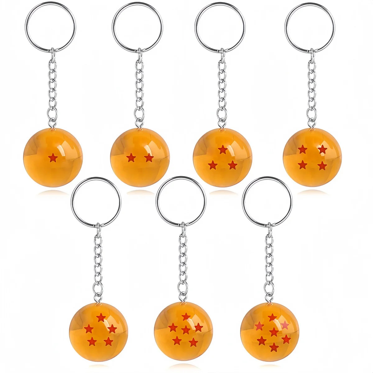 Dragon Series 1-7 Stars Balls Keychain Gokus Bead Pendant Metal Key Ring Men Car Women Bag Accessories