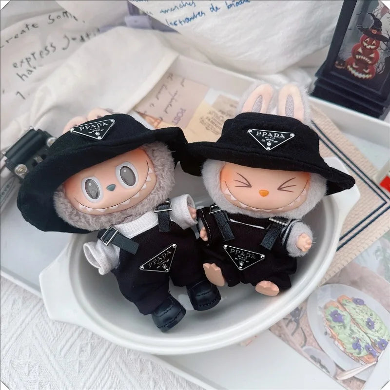 The first and second generations of Labubu only sell 17cm seated party clothes accessories inverted triangle workwear fashion (No Doll)