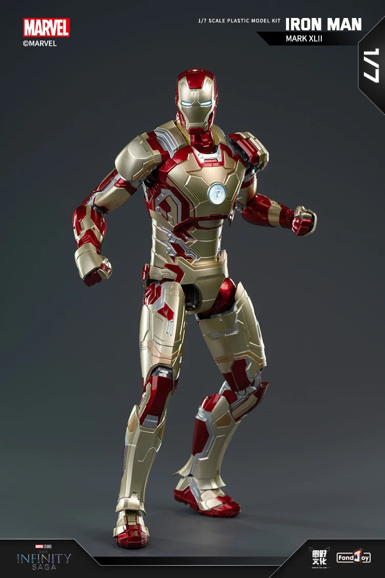 Fondjoy Marvel Iron Man MK42 Assembled Model 10in 1/7 scale Action Figures Reactors can emit light Collect Ornament Boy Toy Gift