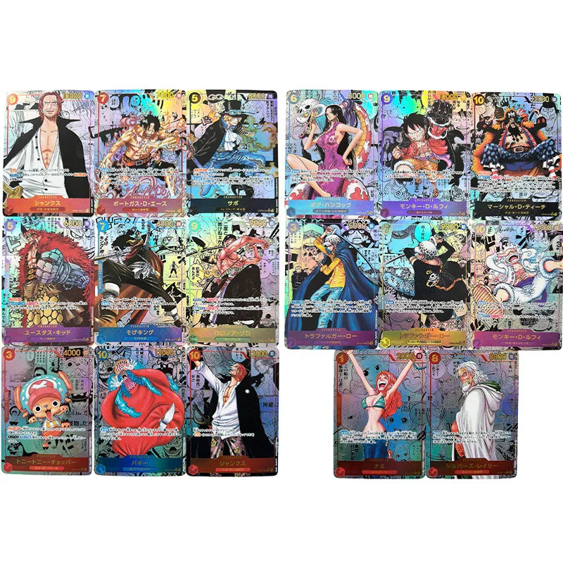 Anime One Piece Japanese English Version OPCG Comics Replica Shanks Rayleigh Nika Luffy Buggy Teach Game Anime Collection Cards