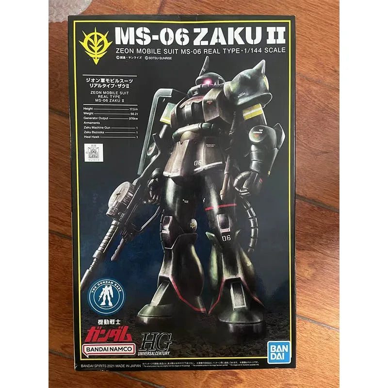 Bandai HG MS-06 ZAKU II GUNDAM Anime Action Figure Assembly Model Toy Gift Children Boy
