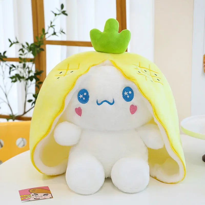 Sanrio Yugui Dog Transforms Into Strawberry Plush Toy Cartoon Cute Pineapple Plush Sleeping Pillow, Giving Girls Birthday Gifts