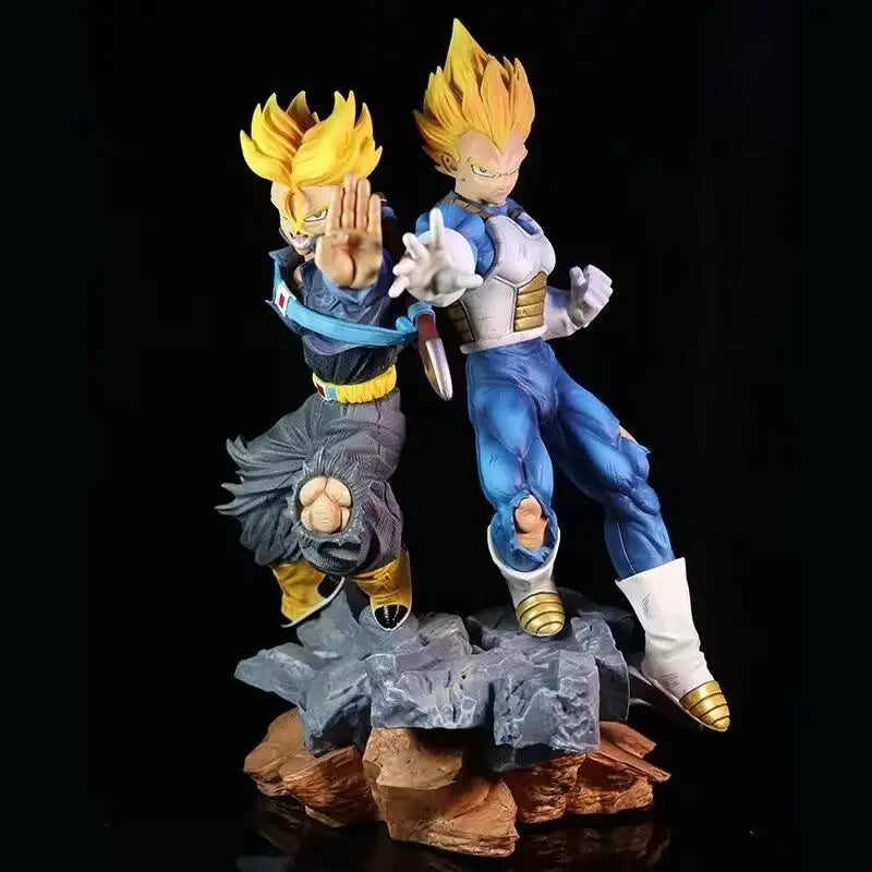 33cm Dragon Ball Vegeta Trunks Fight Side By Side Saiyan Anime Figure Model Statue Collection Desktop Decoration Ornament Toys