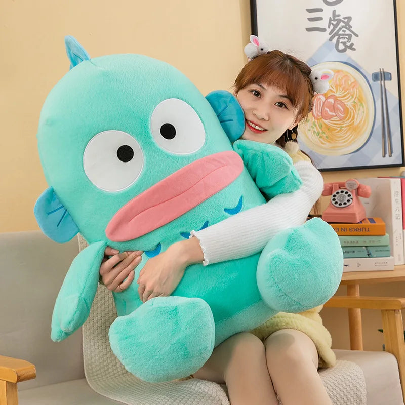 Sanrio Kawaii Hangyodon Plush Toy Cartoon Cute Plush Dolls Throw Pillow Birthday Gift for Kids Friends Halloween Decoration
