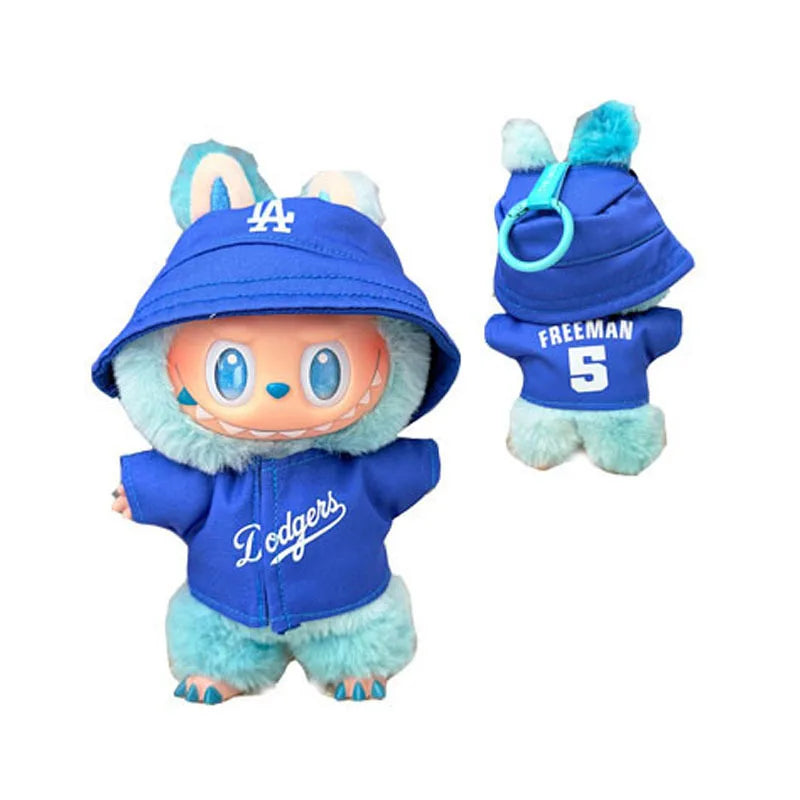 The first, second and third generations of Labubu clothes pendant Labubu sitting baby clothes LA baseball suit trend