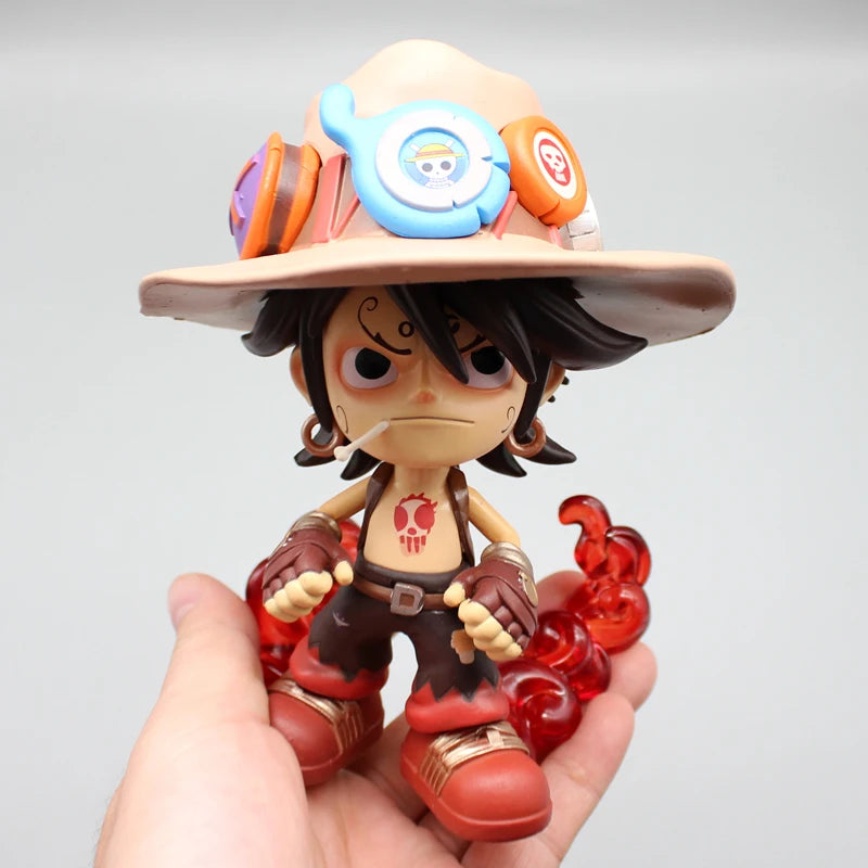 One Piece Zoro Figure Action Gk Q Version Portgas D Ace Figure Cowboy Figurine Anime PVC Model Car Decoration Cute Dolls Toys