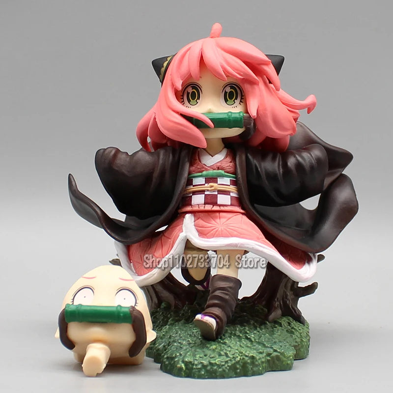 12cm SPY×FAMILY Figurine Anya Forger Action Figures Cos Running Kamado Nezuko Cute Maiden Anime PVC Model Collection Toys Gifts